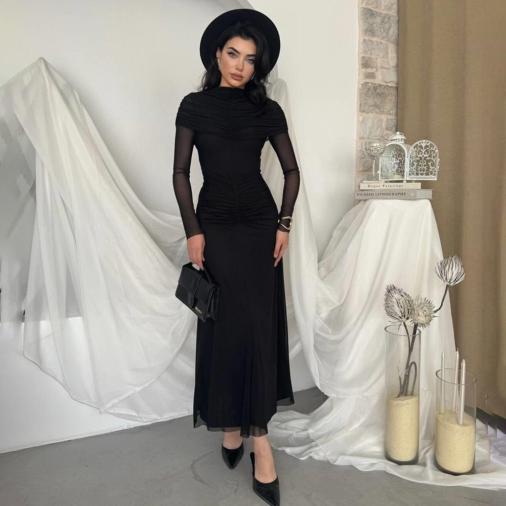 Maxi dress with gathered and chiffon design - Tsofiya