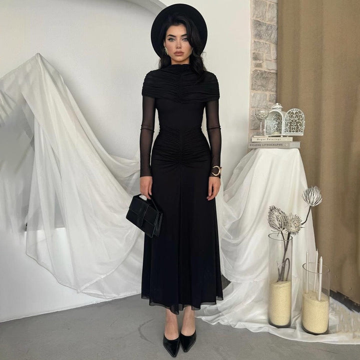 Maxi dress with gathered and chiffon design - Tsofiya