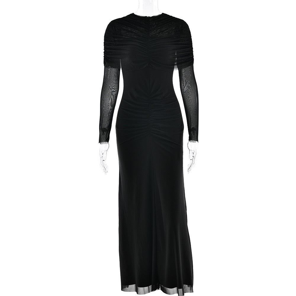 Maxi dress with gathered and chiffon design - Tsofiya