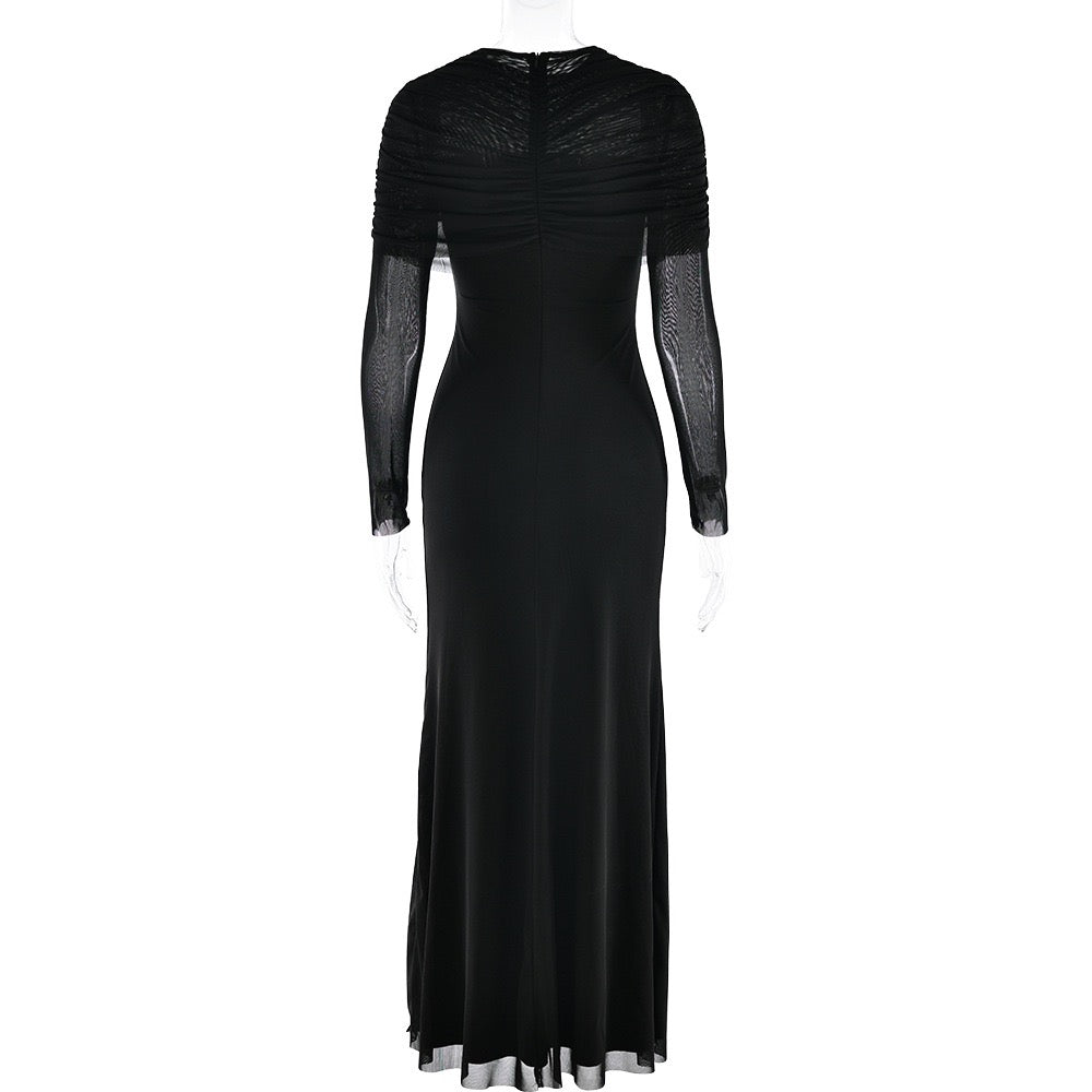 Maxi dress with gathered and chiffon design - Tsofiya