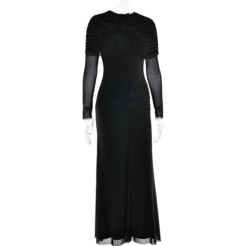 Maxi dress with gathered and chiffon design - Tsofiya