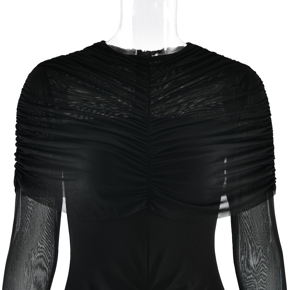 Maxi dress with gathered and chiffon design - Tsofiya