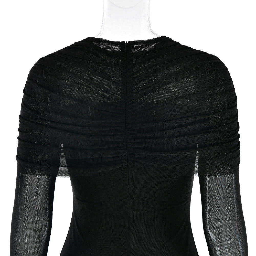 Maxi dress with gathered and chiffon design - Tsofiya