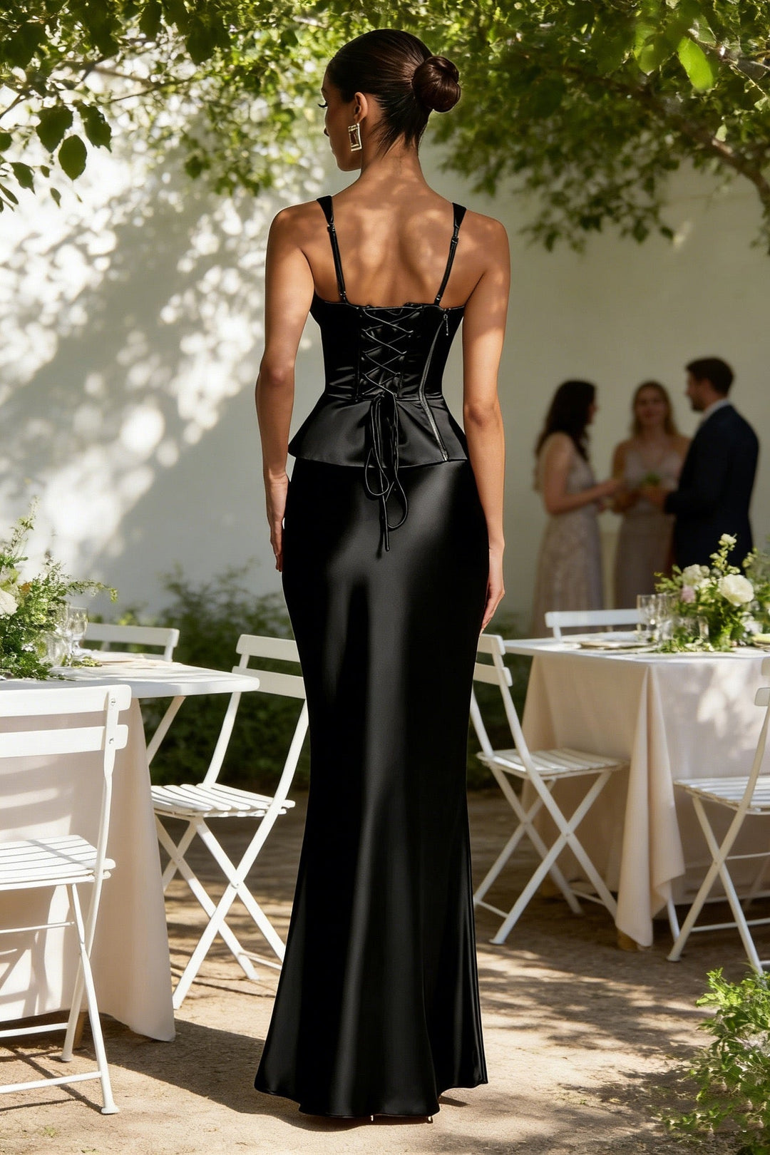 Two-piece satin set with a maxi skirt and corset - Shany