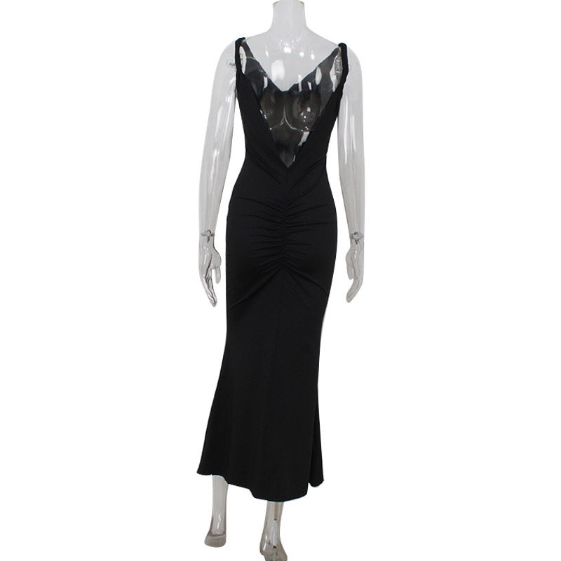 Elegant maxi dress with a lace corset design - FELIAN
