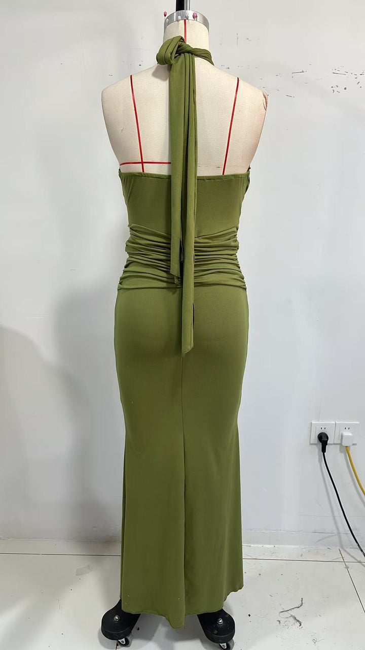 Lalin - Pleated maxi dress with an open back