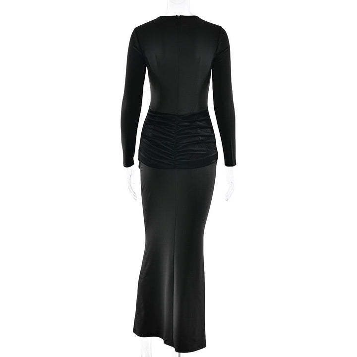 Maxi dress with velvet pleats - Sela