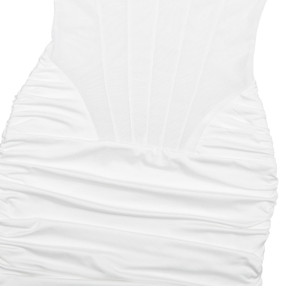 Mini turtleneck dress with pleats and bodice - JUNY