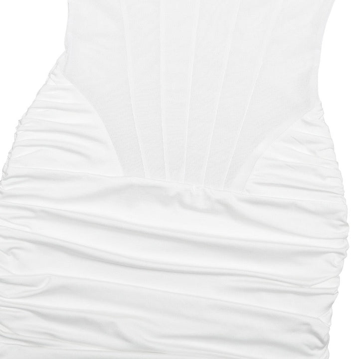 Mini turtleneck dress with pleats and bodice - JUNY