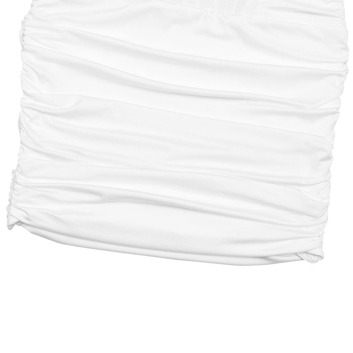 Mini turtleneck dress with pleats and bodice - JUNY