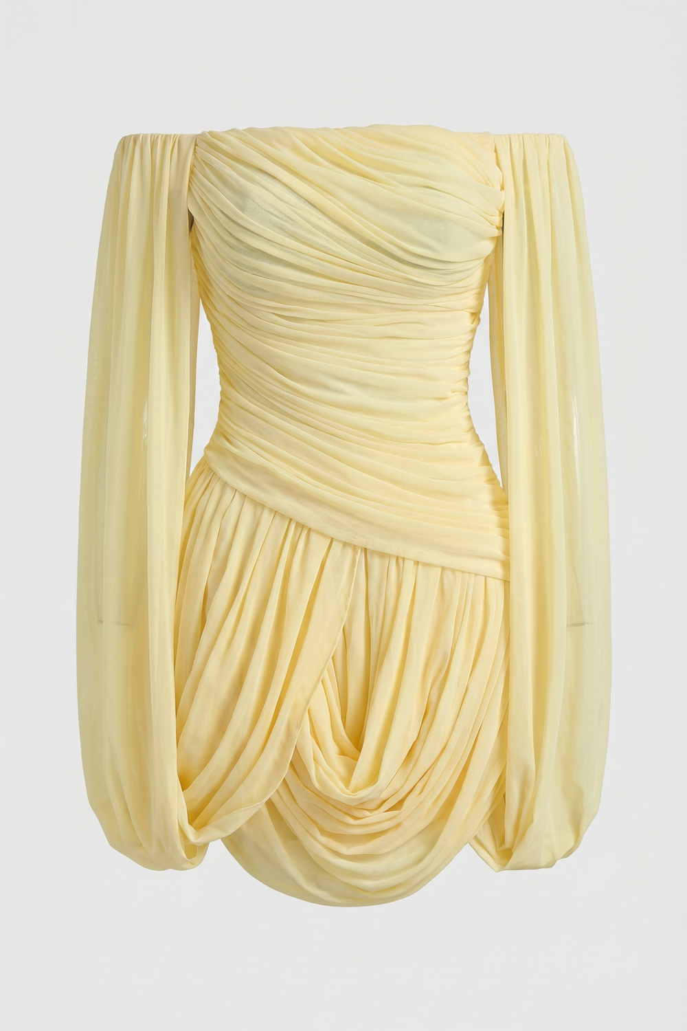 Joella - Pleated chiffon mini dress with exposed shoulders
