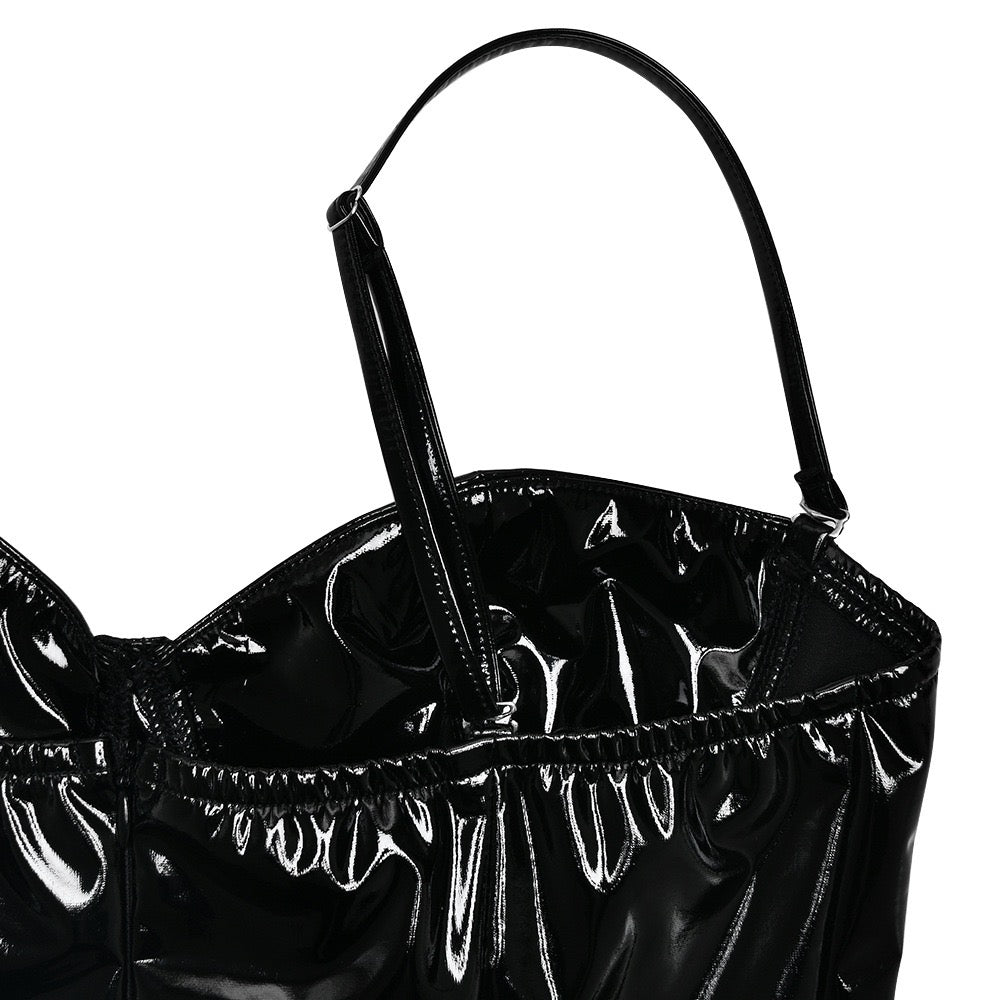 Faux leather midi dress with removable straps - JENNY