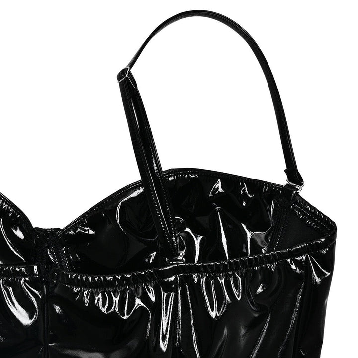 Faux leather midi dress with removable straps - JENNY