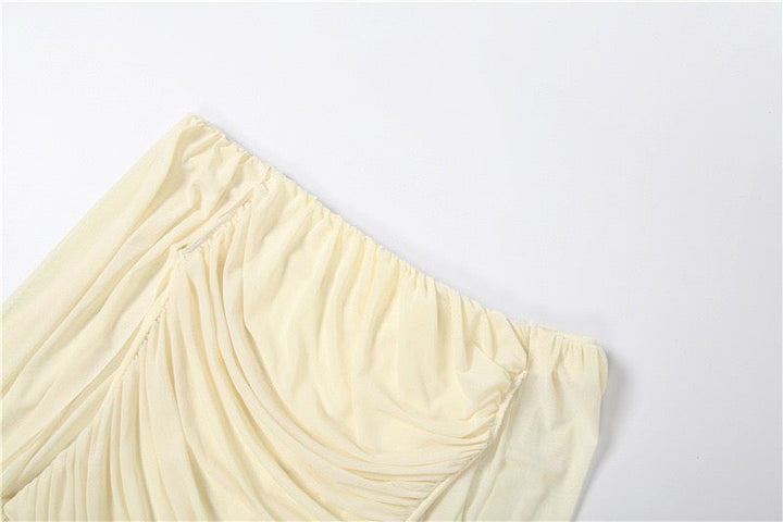 Joella - Pleated chiffon mini dress with exposed shoulders