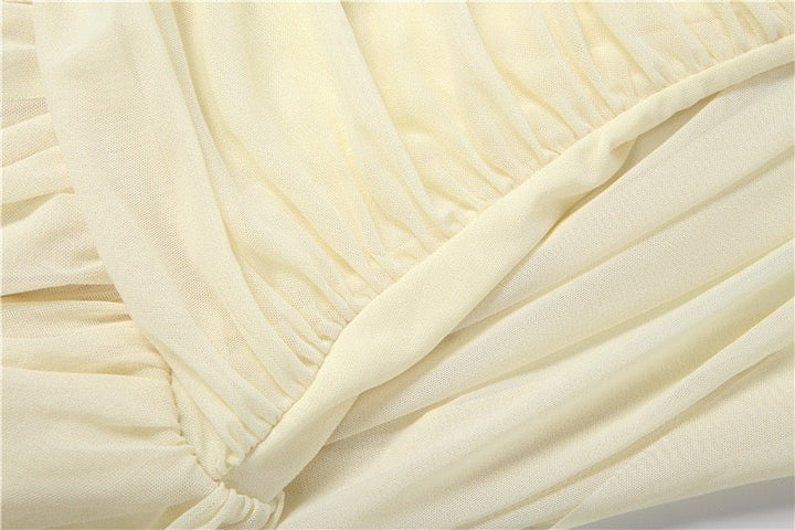 Joella - Pleated chiffon mini dress with exposed shoulders