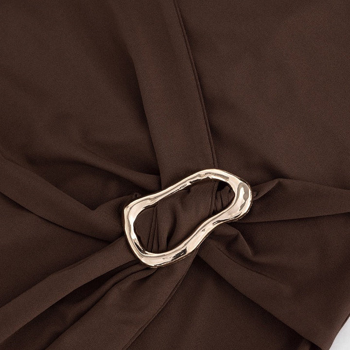 Strapless ruched mini dress with buckle embellishment – SOLEDAD