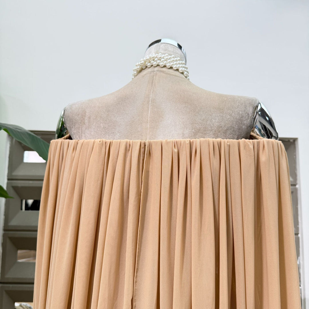 Joella - Pleated chiffon mini dress with exposed shoulders