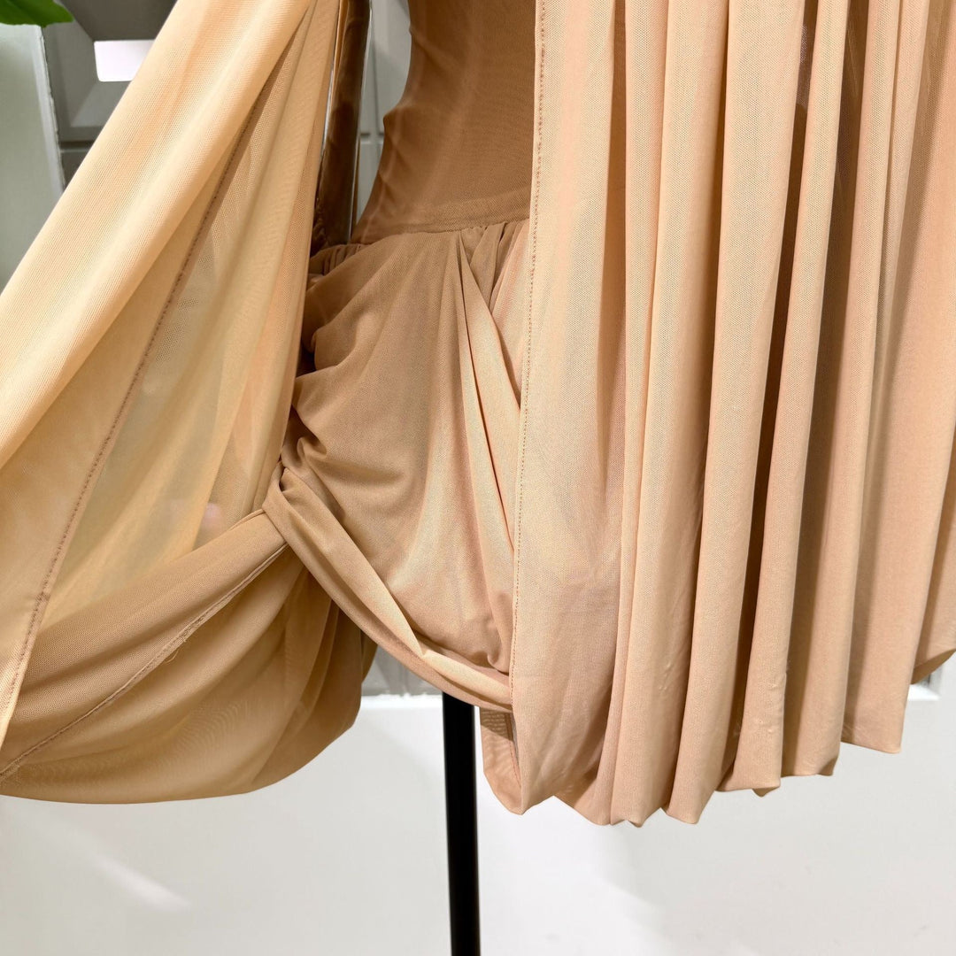Joella - Pleated chiffon mini dress with exposed shoulders