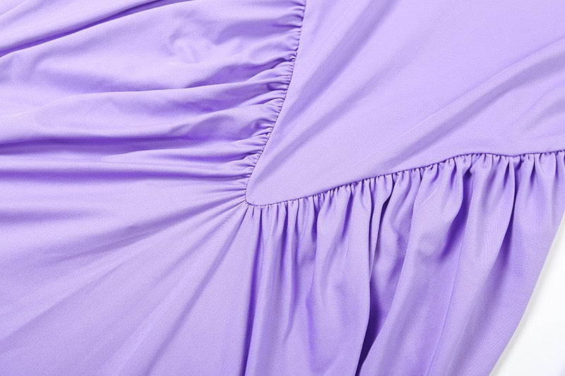 Elegant maxi turtleneck dress with gathered design and open back - DALIA