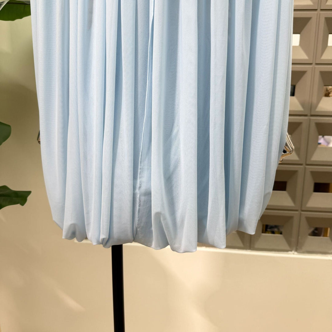 Joella - Pleated chiffon mini dress with exposed shoulders