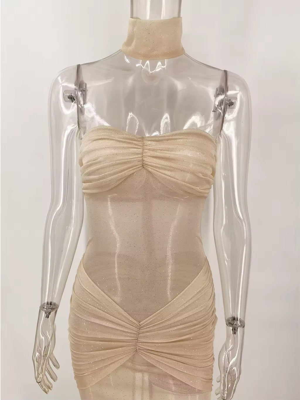 שמלת ערב סטרפלס מקסי בעיטור נצנצים - אנג'ליקה