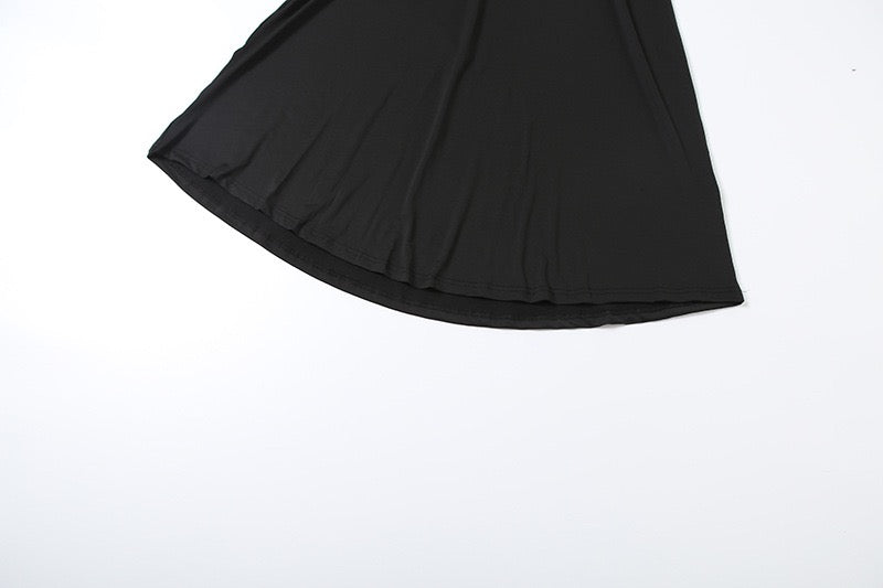 Elegant maxi turtleneck dress with gathered design and open back - DALIA