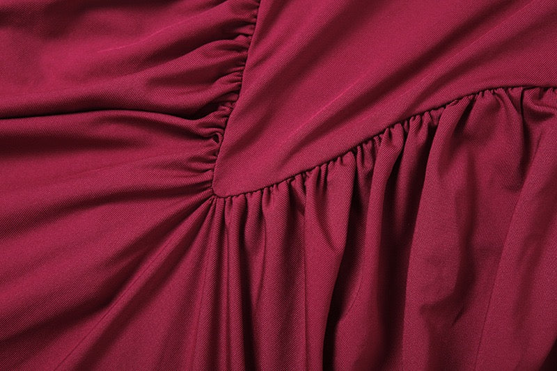 Elegant maxi turtleneck dress with gathered design and open back - DALIA