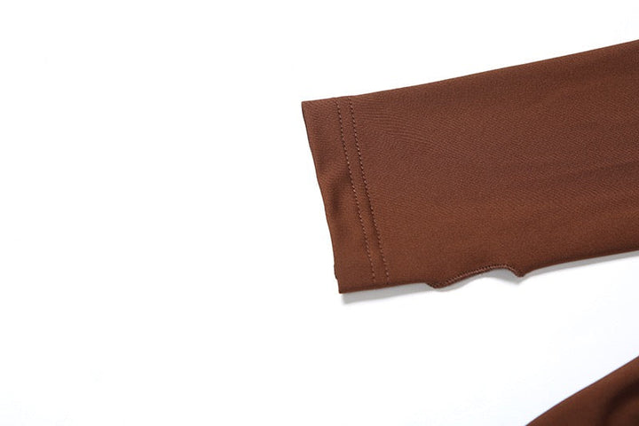 Elegant maxi turtleneck dress with gathered design and open back - DALIA