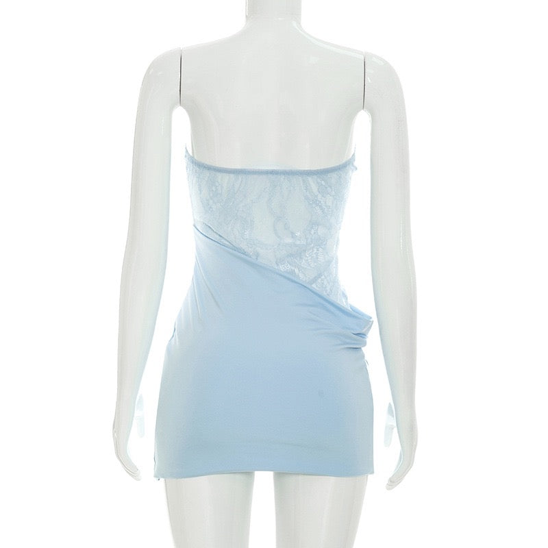 Strapless mini dress with a lace corset design – LOLITA