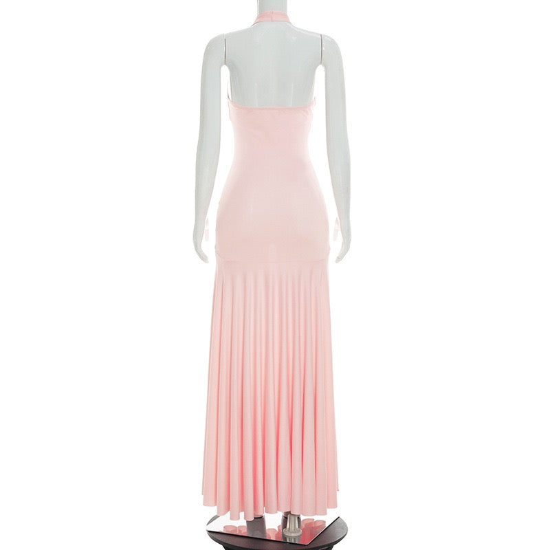 RAYA chiffon maxi dress with an open back