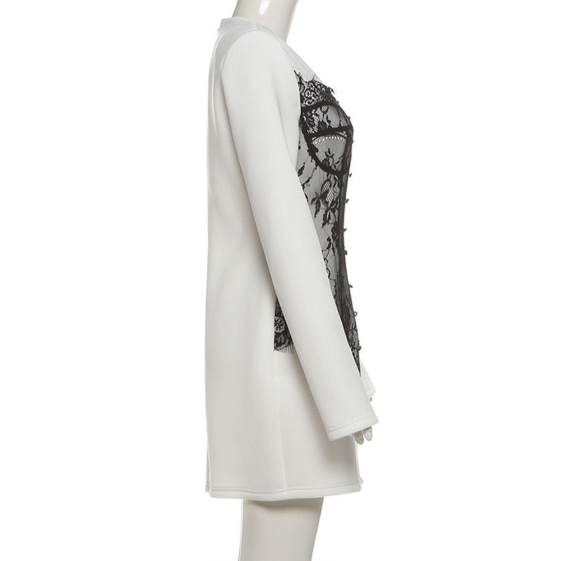 Elegant mini dress with lace trim - RITA