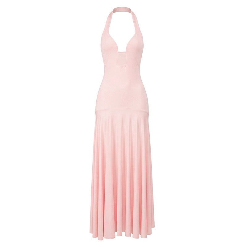 RAYA chiffon maxi dress with an open back