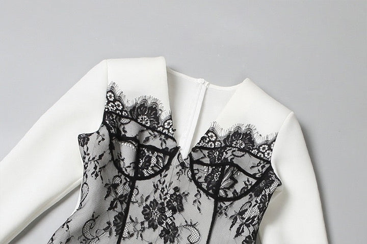 Elegant mini dress with lace trim - RITA