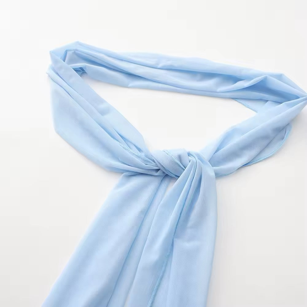 סט שני חלקים טופ סטרפלס וחצאית מקסי בעיטור צעיף תואם - פרנסיה