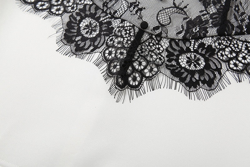 Elegant mini dress with lace trim - RITA