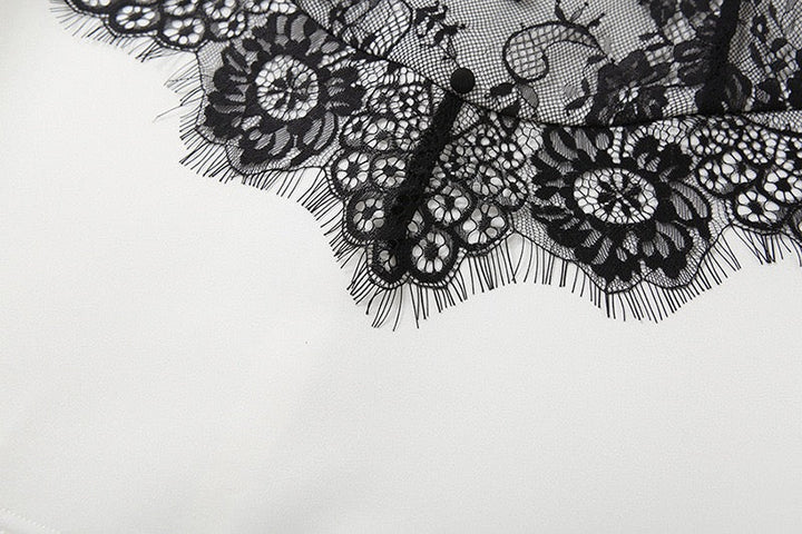 Elegant mini dress with lace trim - RITA