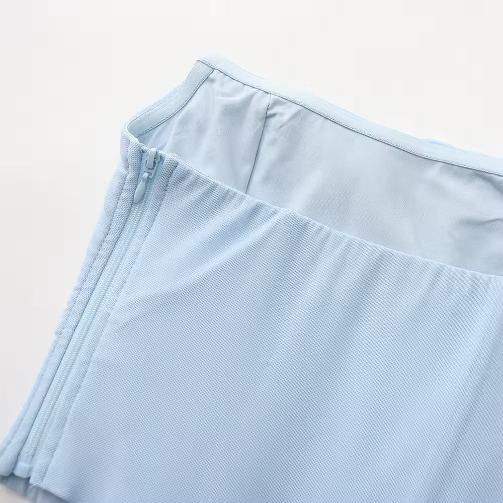 סט שני חלקים טופ סטרפלס וחצאית מקסי בעיטור צעיף תואם - פרנסיה