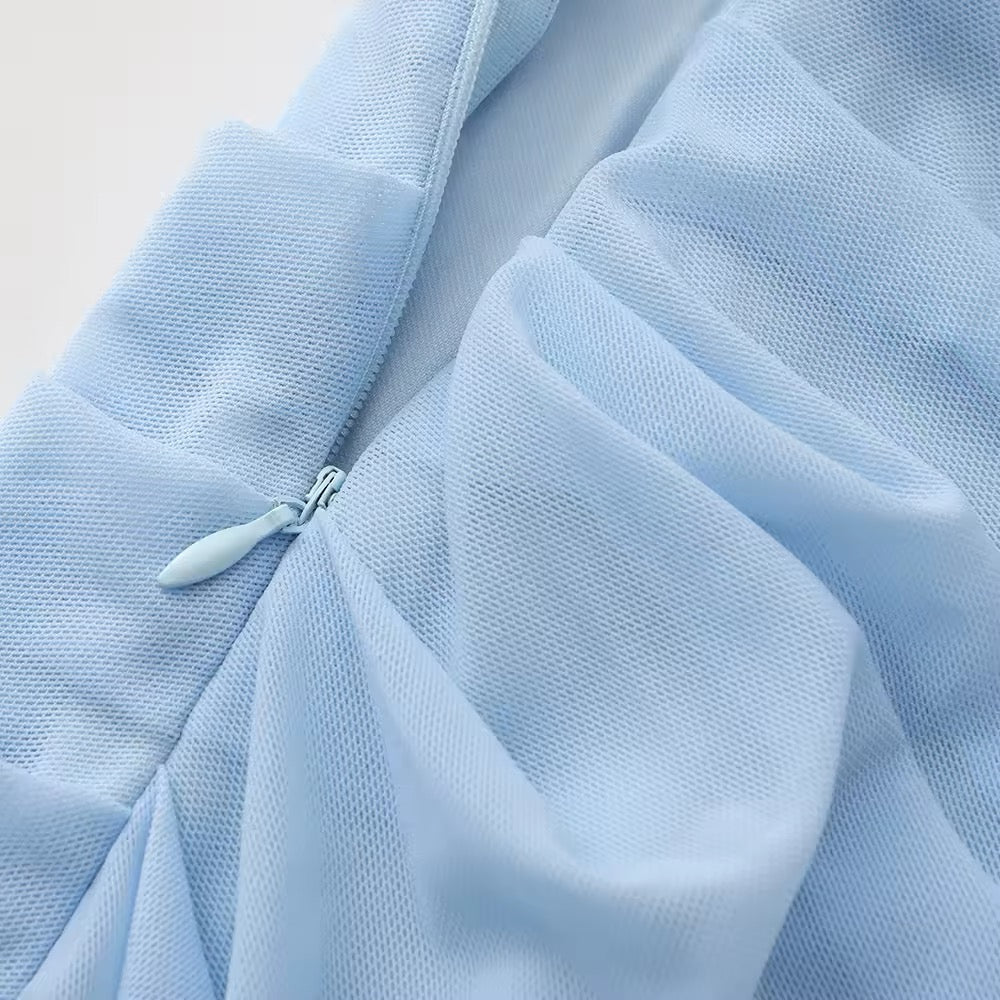 סט שני חלקים טופ סטרפלס וחצאית מקסי בעיטור צעיף תואם - פרנסיה