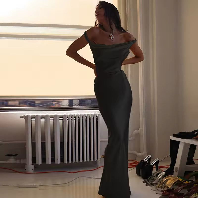 שמלת מקסי סאטן - עלית