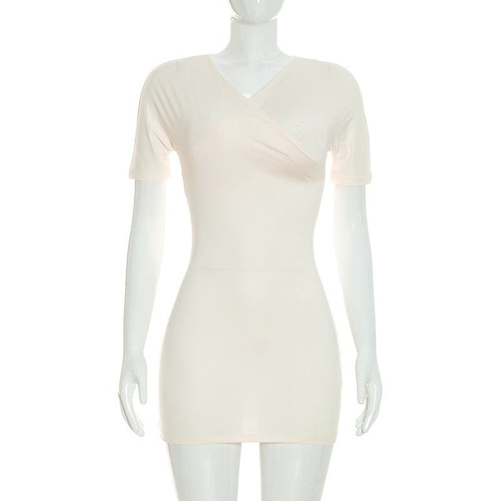 Fitted mini dress with off-the-shoulder sleeves – Melania