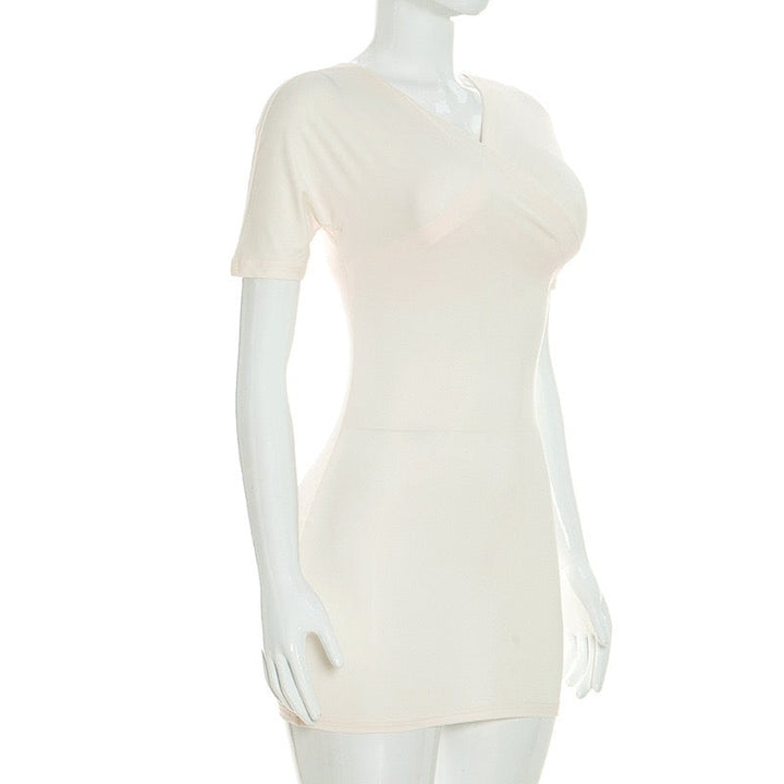 Fitted mini dress with off-the-shoulder sleeves – Melania