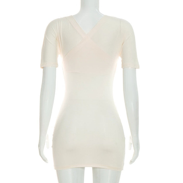 Fitted mini dress with off-the-shoulder sleeves – Melania