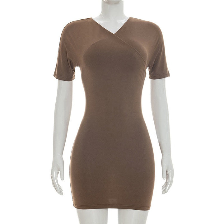 Fitted mini dress with off-the-shoulder sleeves – Melania