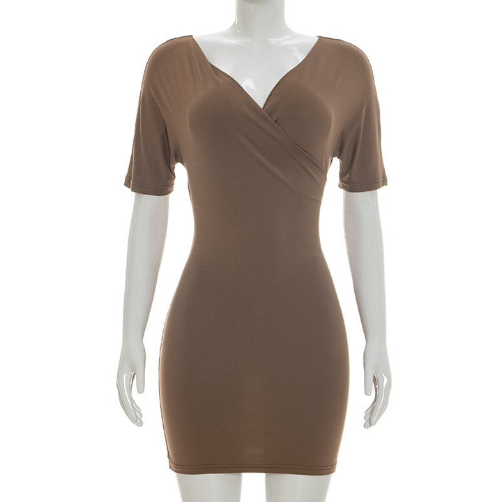 Fitted mini dress with off-the-shoulder sleeves – Melania