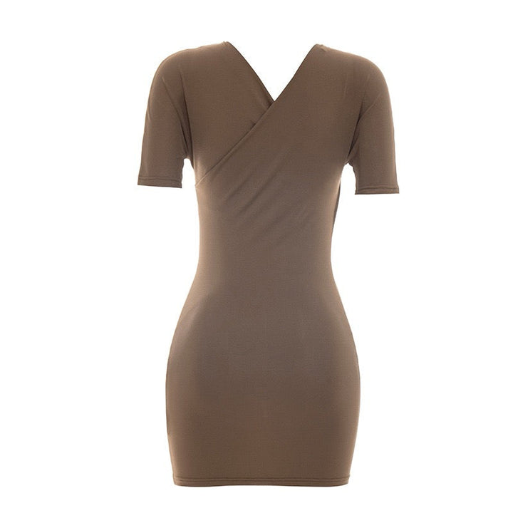 Fitted mini dress with off-the-shoulder sleeves – Melania