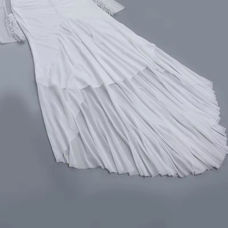 שמלת מקסי שיפון בעיטור מלמלה ופתח בעיצוב אסימטרי - דניאלה