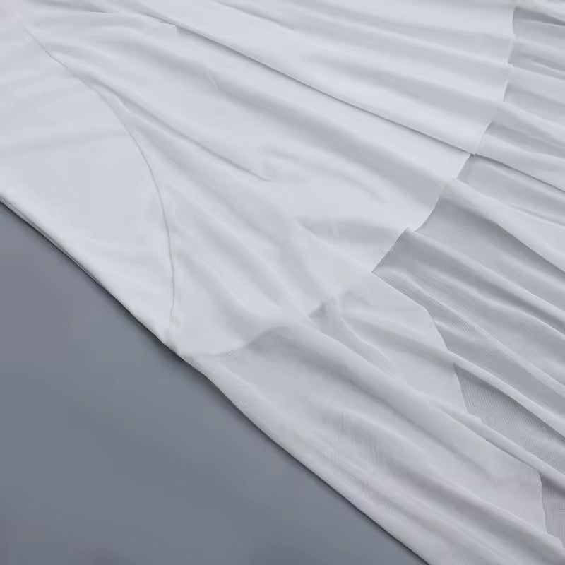 שמלת מקסי שיפון בעיטור מלמלה ופתח בעיצוב אסימטרי - דניאלה