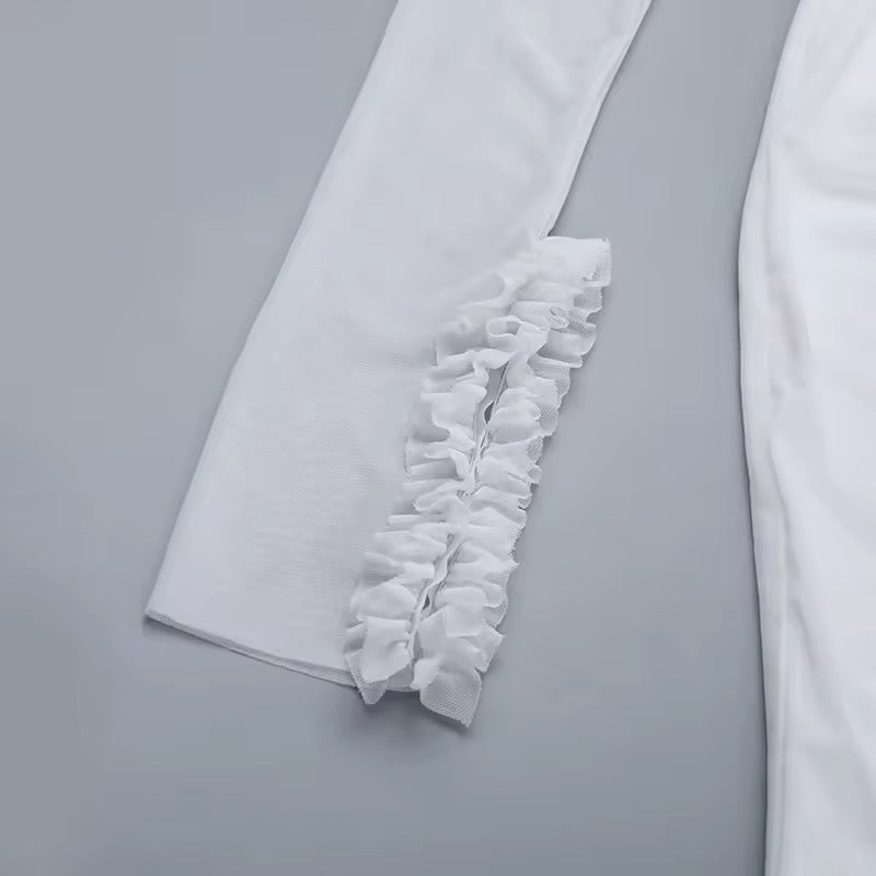 שמלת מקסי שיפון בעיטור מלמלה ופתח בעיצוב אסימטרי - דניאלה