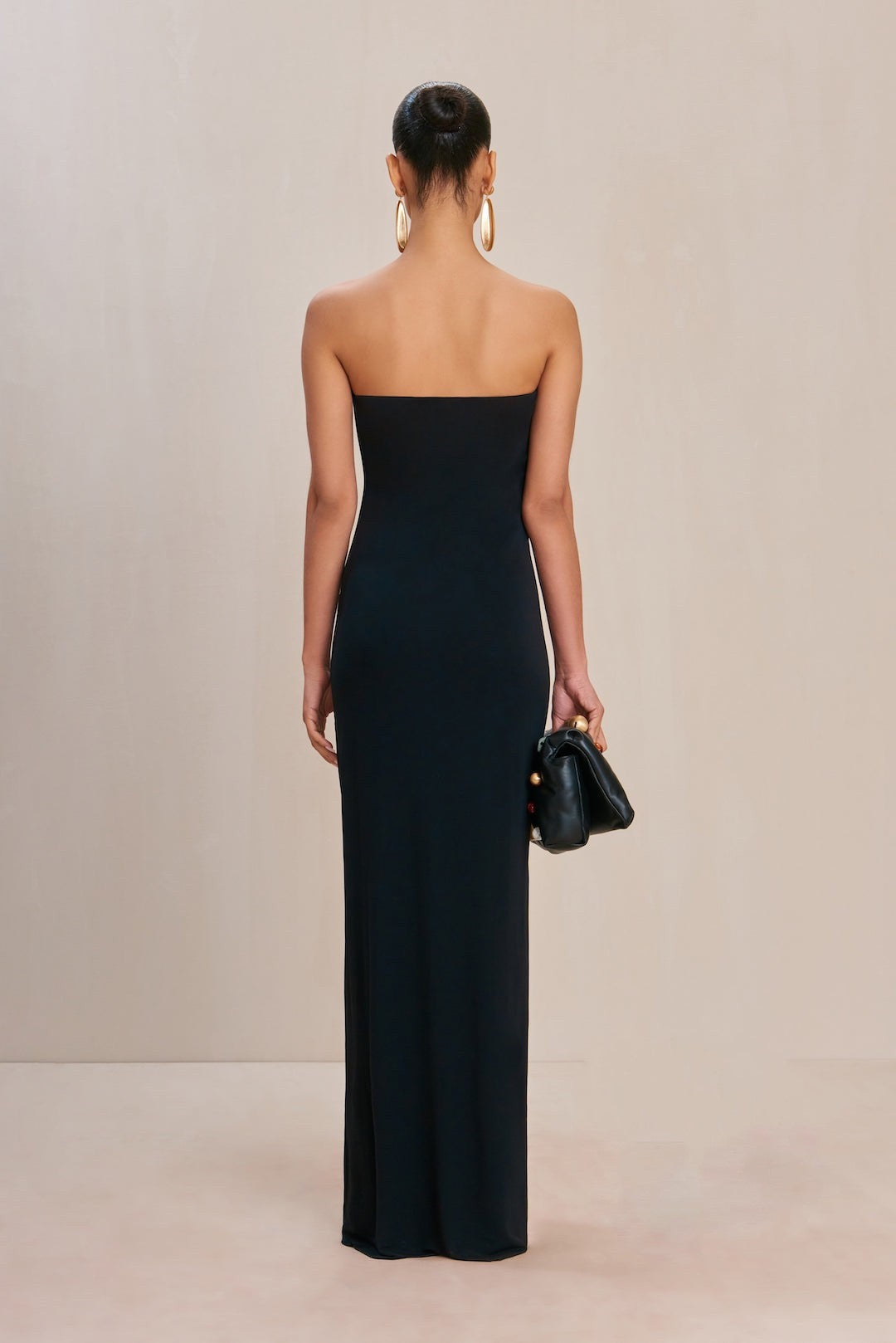 Elegant Maxi Strapless Dress with Shaping Fabric and Buckle Design - ORINA