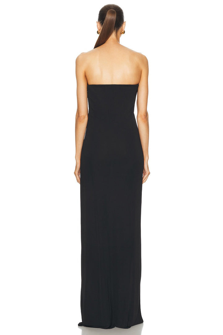 Elegant Maxi Strapless Dress with Shaping Fabric and Buckle Design - ORINA